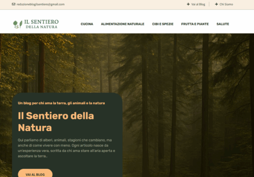 Vendo Blog pronto al lancio settore natura, ambiente, cibi naturali
