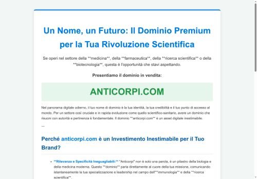 Dominio dedicato al settore medico scientifico