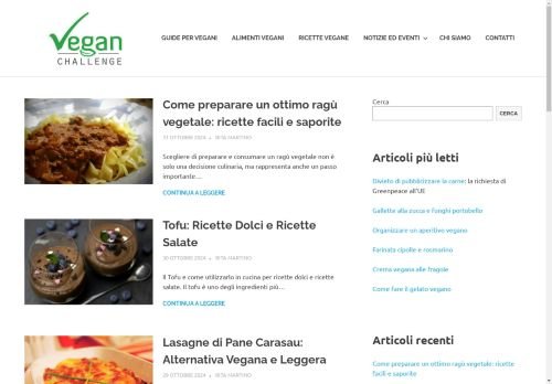Vendo sito ricette e articoli vegani