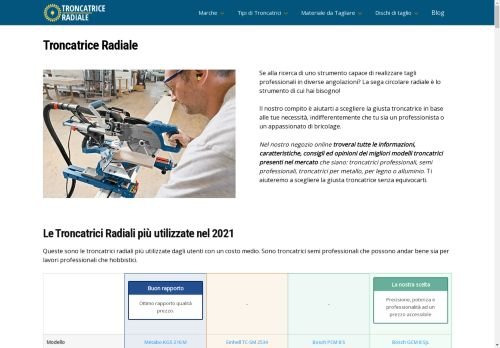 Sito web troncatrice radiale